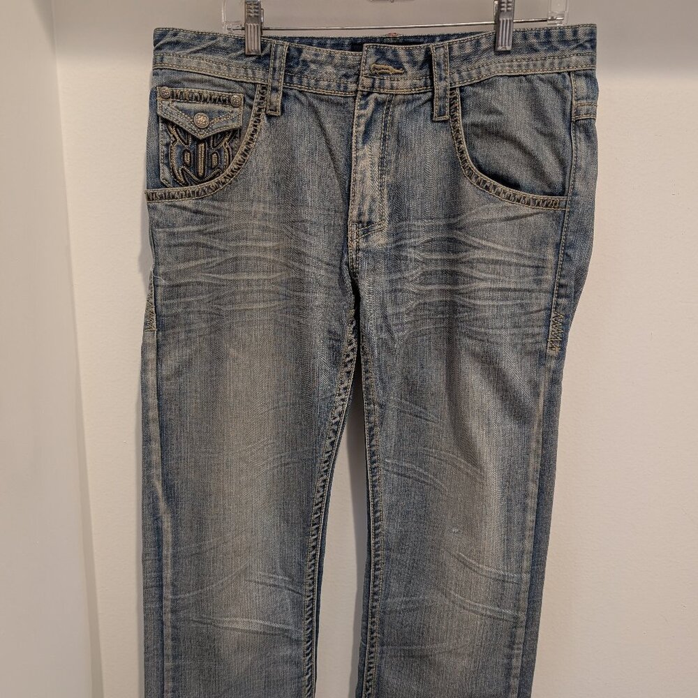 Vintage Reve-Kayden K Heavy Stitch Bling Jeans. Size 36x32